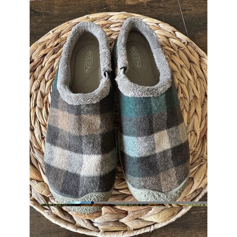 KEEN Women's Timberline Clogs Brown/Green Plaid Wool Slip On Shoes - Size US 7.5